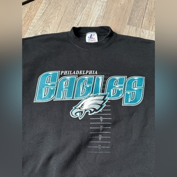 VTG Logo Athletic Philadelphia Eagles Sweatshirt Crewneck Pullover Black L XL - Picture 5 of 9